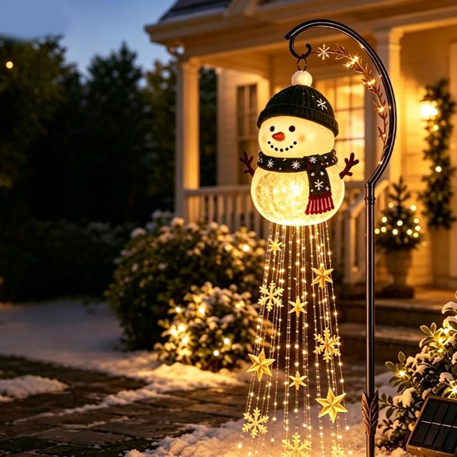 Fuente Mágica De Muñeco De Nieve - Luz LED Navideña De Jardín Con Copos (A)