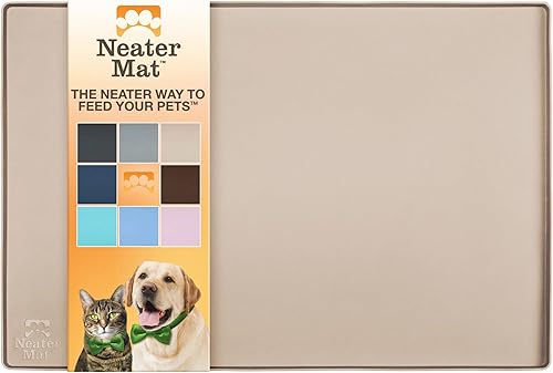 Neater Pet Brands Neater Mat - Tapete de silicona impermeable para cuencos para mascotas, protege los suelos de alimentos y agua (capuchino,
