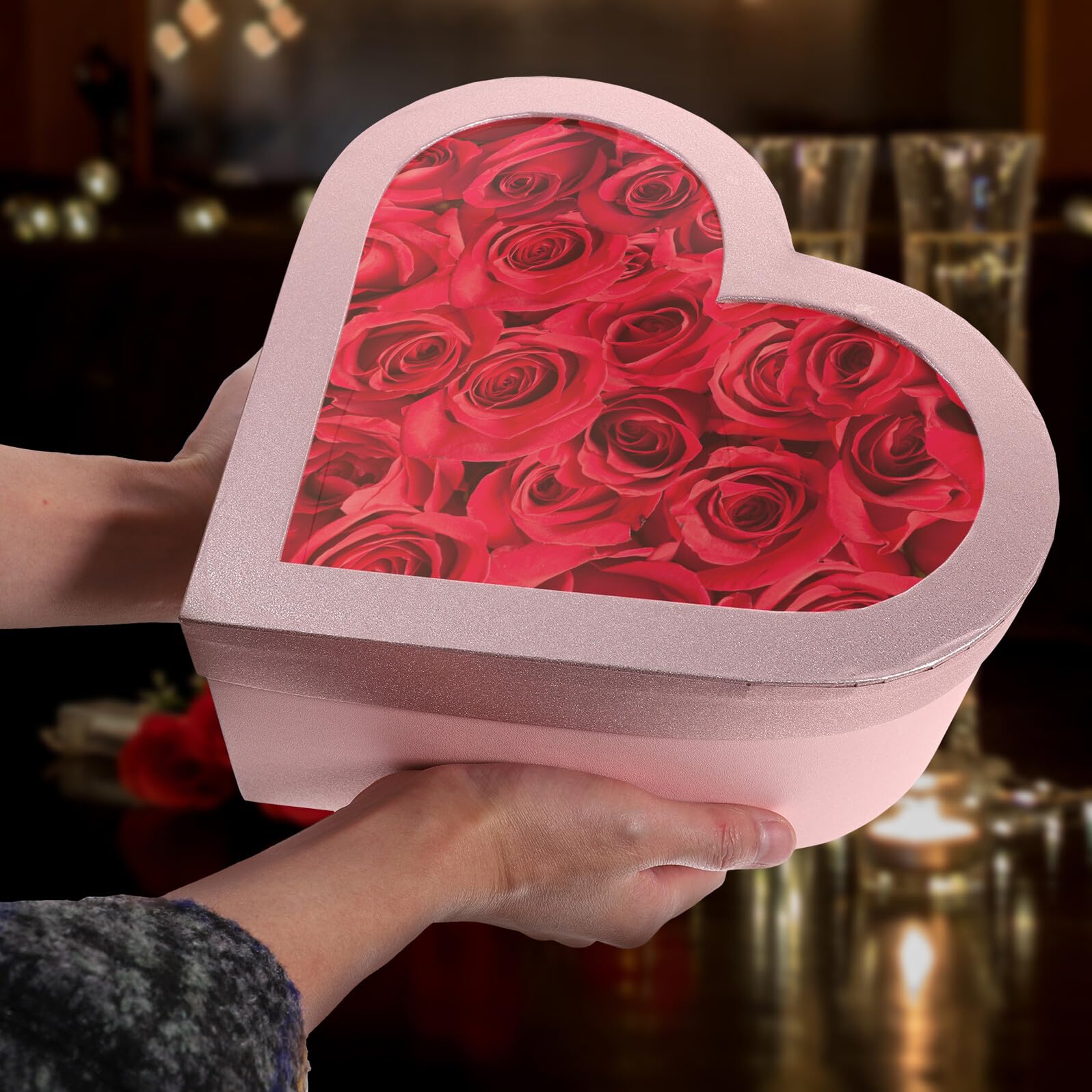 2pezzi Scatola per Fiori Forma di Cuore Scatola Regalo per Fiori per San di Imballaggio per Finestra Trasparente Adatta per Confezionare Bouquet e Regali
