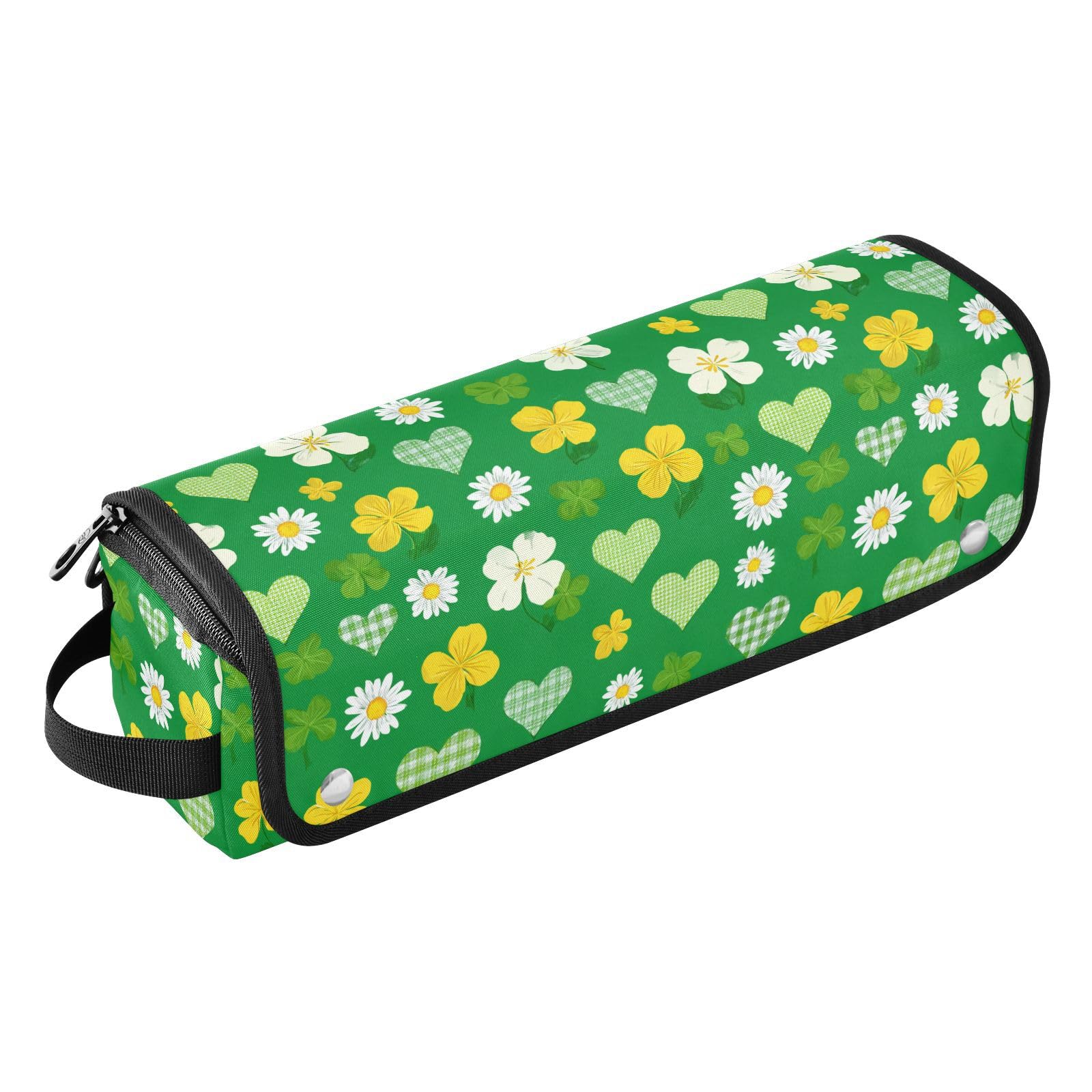 Heart Daisy Green Compact Hairstylist Travel Bag for Curling Iron Straightener Flat Iron Hair Dryer Hair Accessories Organizer Travel Essentials for Women Heat Resistant Mat Portable Essentials-image-18