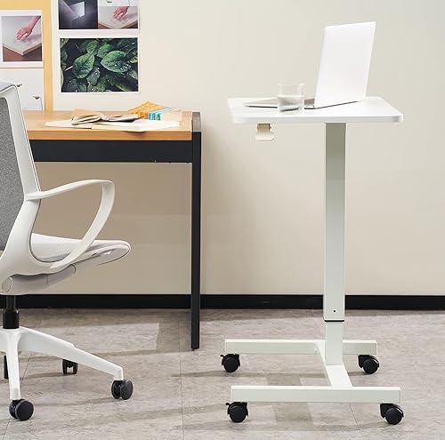 Miniatura 6 de CLATINA Carrito de escritorio móvil para portátil de altura ajustable, mesa de trabajo versátil con ruedas para oficina, hogar y sala de estudio,
