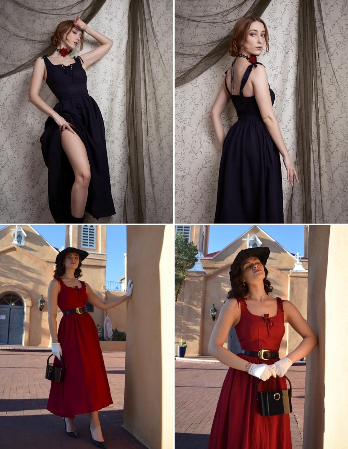 Scarlet Darkness Renaissance Dress for Women Medieval Square Neck Corset Dress Casual Sundress - Image 8