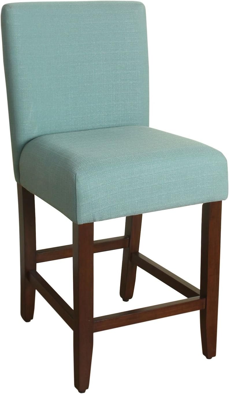 HomePop Upholstered Counter Height Barstool, 24-inch, Textured Aqua