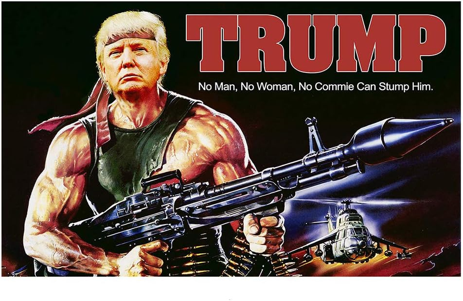 Trump Rambo Flag, 2020 Donald Trump Flag Gun Commie 3x5