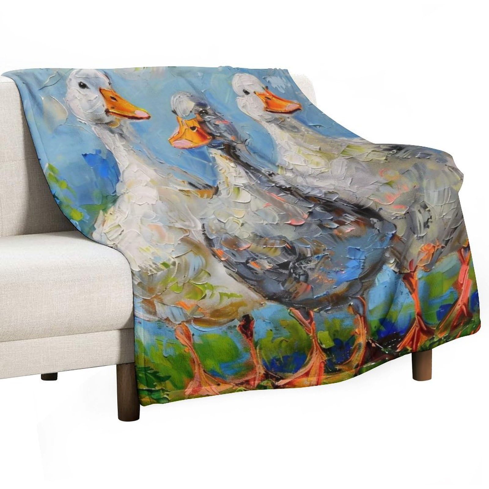 YHGSREUOH Three-Ducks-Country_01 Flannel Blankets Fleece Soft Throw Lightweight Plush Gifts for Couch, Bed, Cozy Sofa Plush, Chair, Lovers 100x130cm(40x50in)