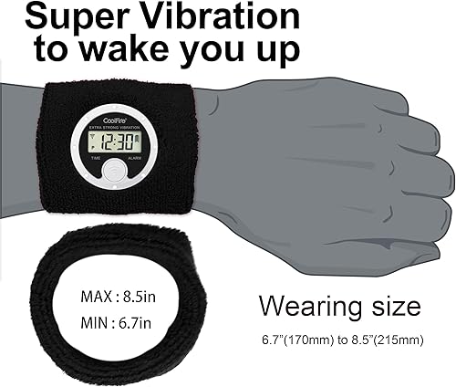 Miniatura 10 de Coolfire - Reloj despertador vibratorio, pulsera de despertar silencioso, reloj despertador vibratorio para parejas, estudiantes, fácil de