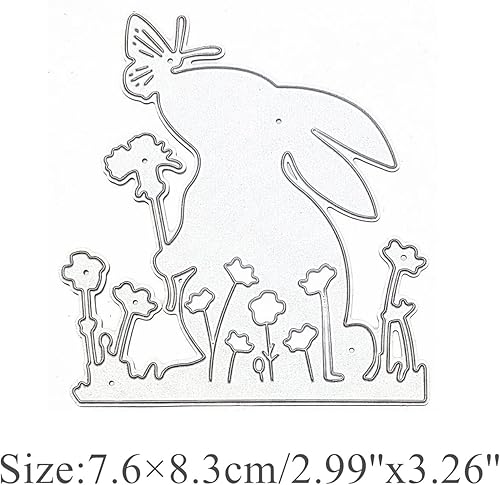 Miniatura 2 de Troqueles de metal de conejo de Pascua, lindo conejo beso, mariposa, marco de animales, plantillas de manualidades, tarjetas de corte, troqueles de