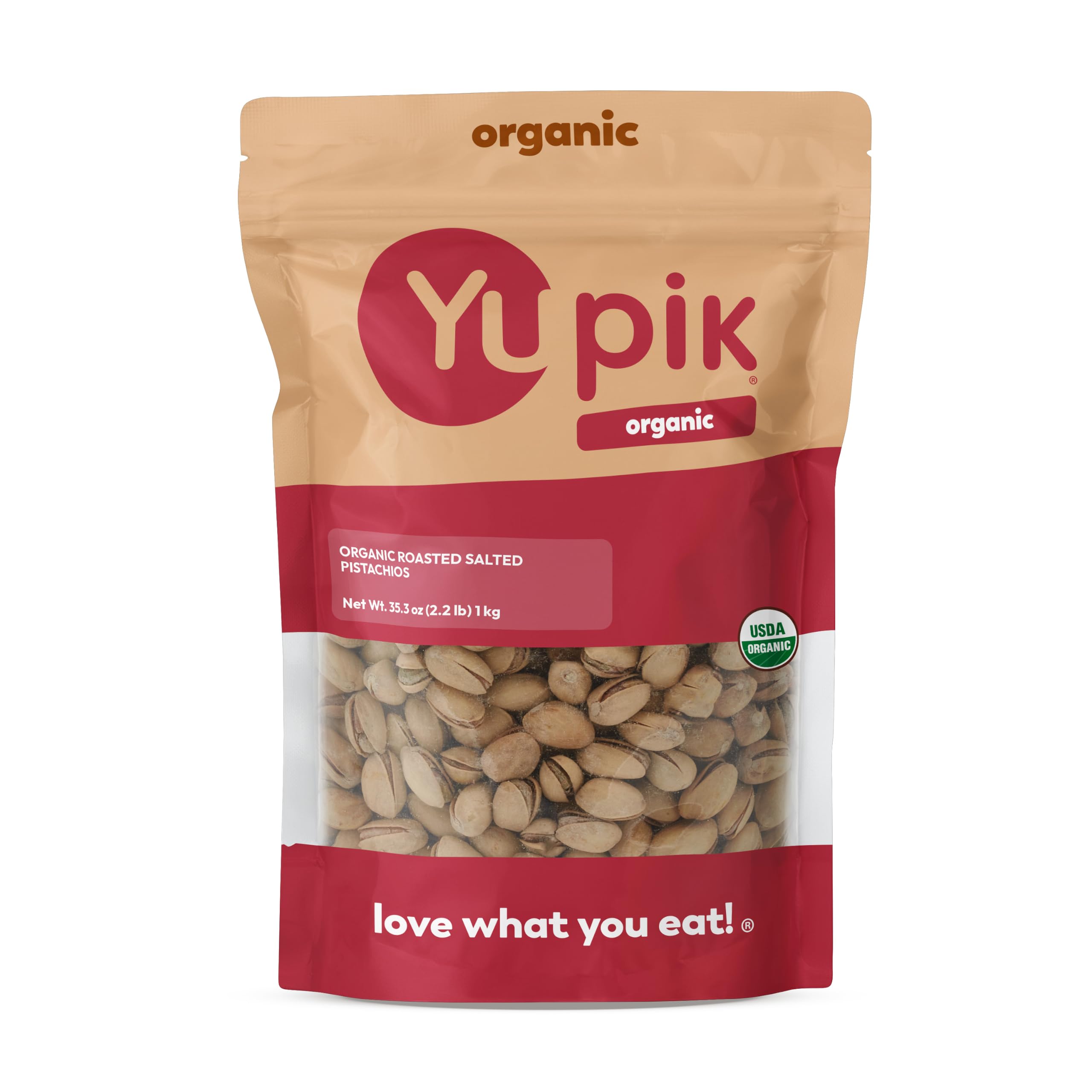 Yupik Organic Dry Roasted Salted Pistachios, In Shell, 2.2 lb (35.2 oz), Gluten-Free, Kosher, Non-GMO, Vegan, Crunchy Nuts, Lightly Salted, Oil-Free, Source of Fiber, Protein Nuts, Healthy Snacks