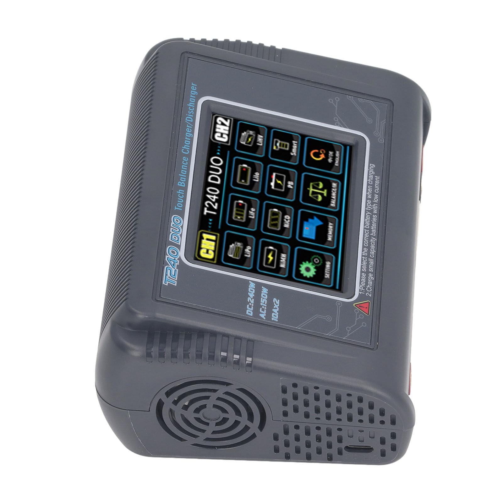Caricabatteria Dual Lipo Efficace con Touch Screen Caricabatterie Equilibrio Multimode per Auto RC, Modelli Aerei, Corsa RC, Piccole Dimensioni, Facile Da Trasportare