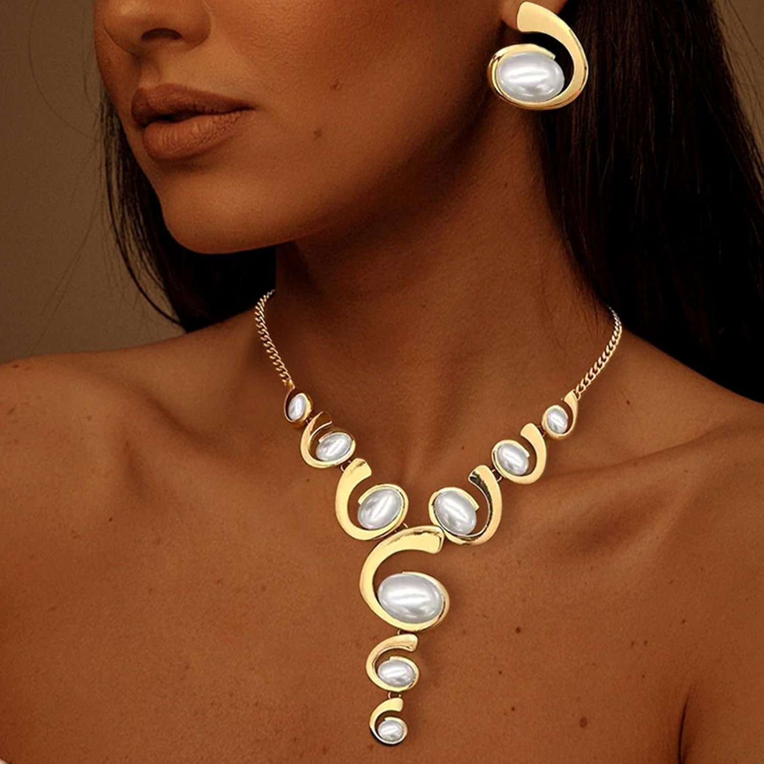 Gold Jewelry Set, Silver Black Boho Western Chunky Vintage Pendant Necklace Stack Trendy Adjustable Non Tarnish Cowgirl Dainty Hypoallergenic Earrings Jewelry Sets For Women - Image 4