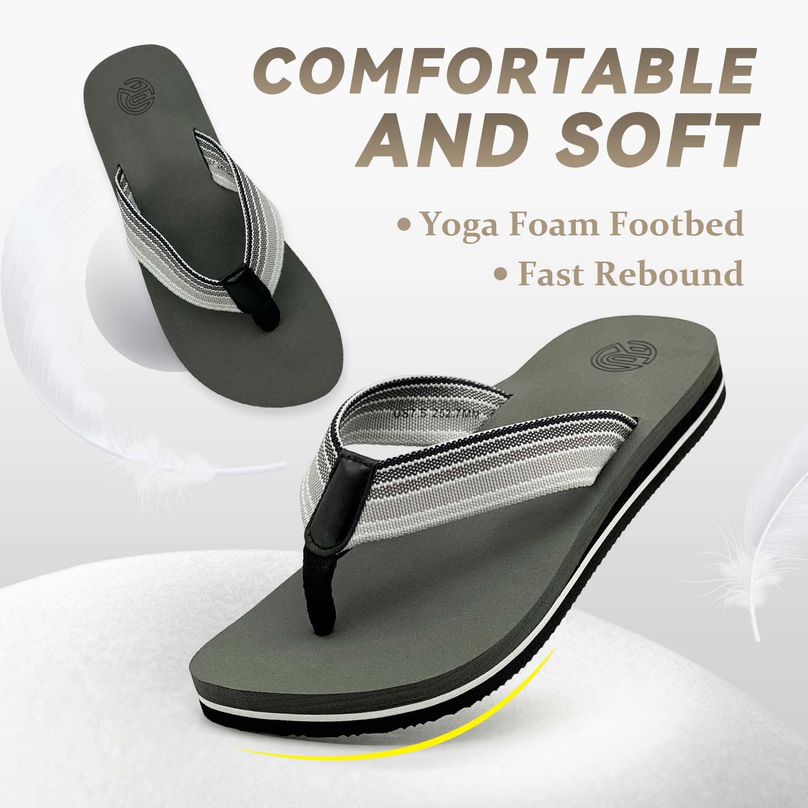 pevino Tongs Femme été Tissu Mousse de support de voûte plantaire avec sangles rembourrées Yoga Plates Coussined Sandales plage et piscine Chaussures