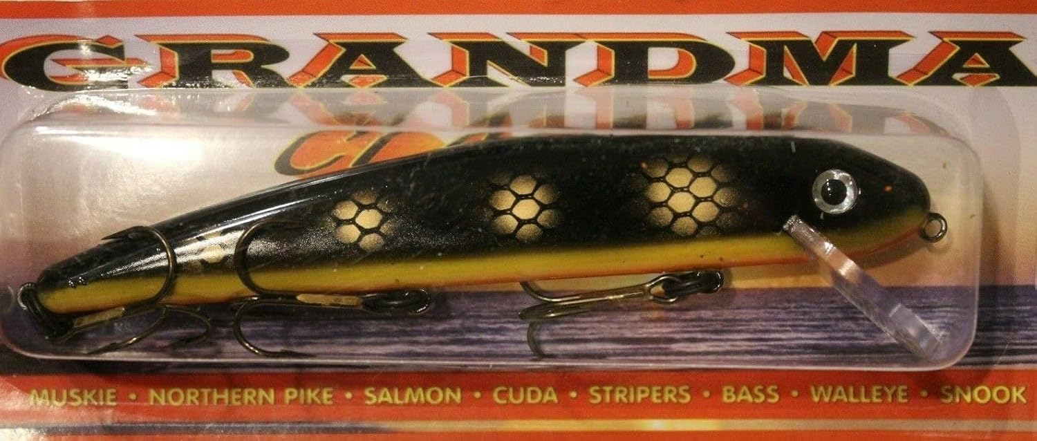 6" Grandma Lure Classic Crankbait Musky Pike Black Perch G6-04