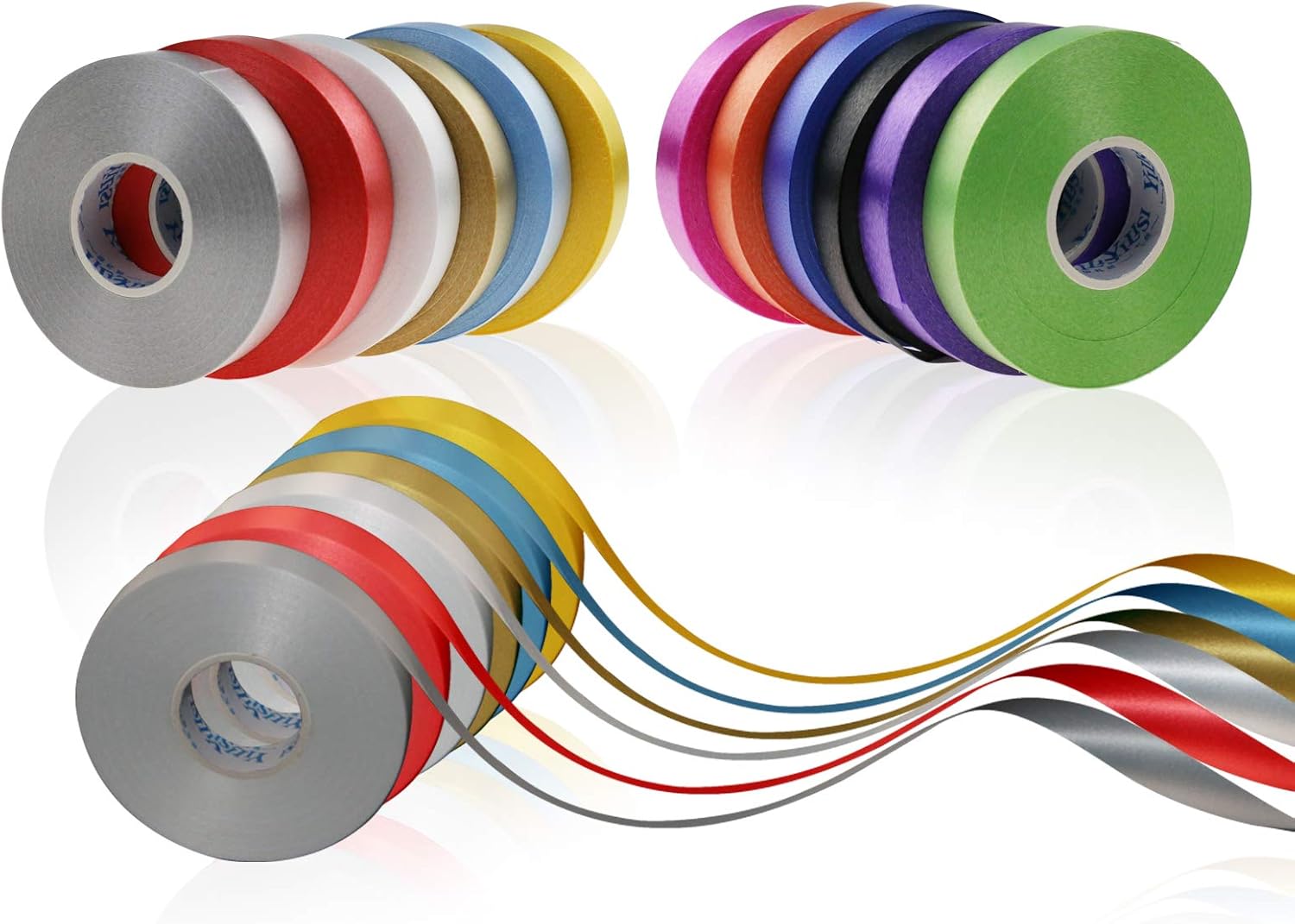 12 Colors Ribbons Ballon Double Face Curling Roll, 30 Yard Trim Embellishments Ribbon for Gift Wrapping Crafts Wedding Birthday DIY Bow Hair Accessories : Health & Household