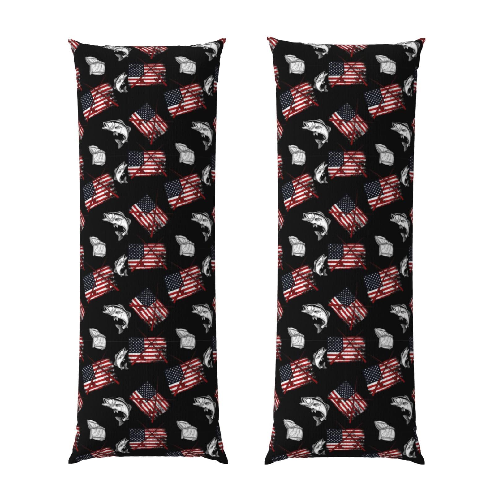 Body Pillow Cover 20x54 Inch, Bass Fishing Lure American Flag, Luxury Cozy Long Pillowcase with Zipper, Softffy Rectangular Case for Couch Bed Home Hotel