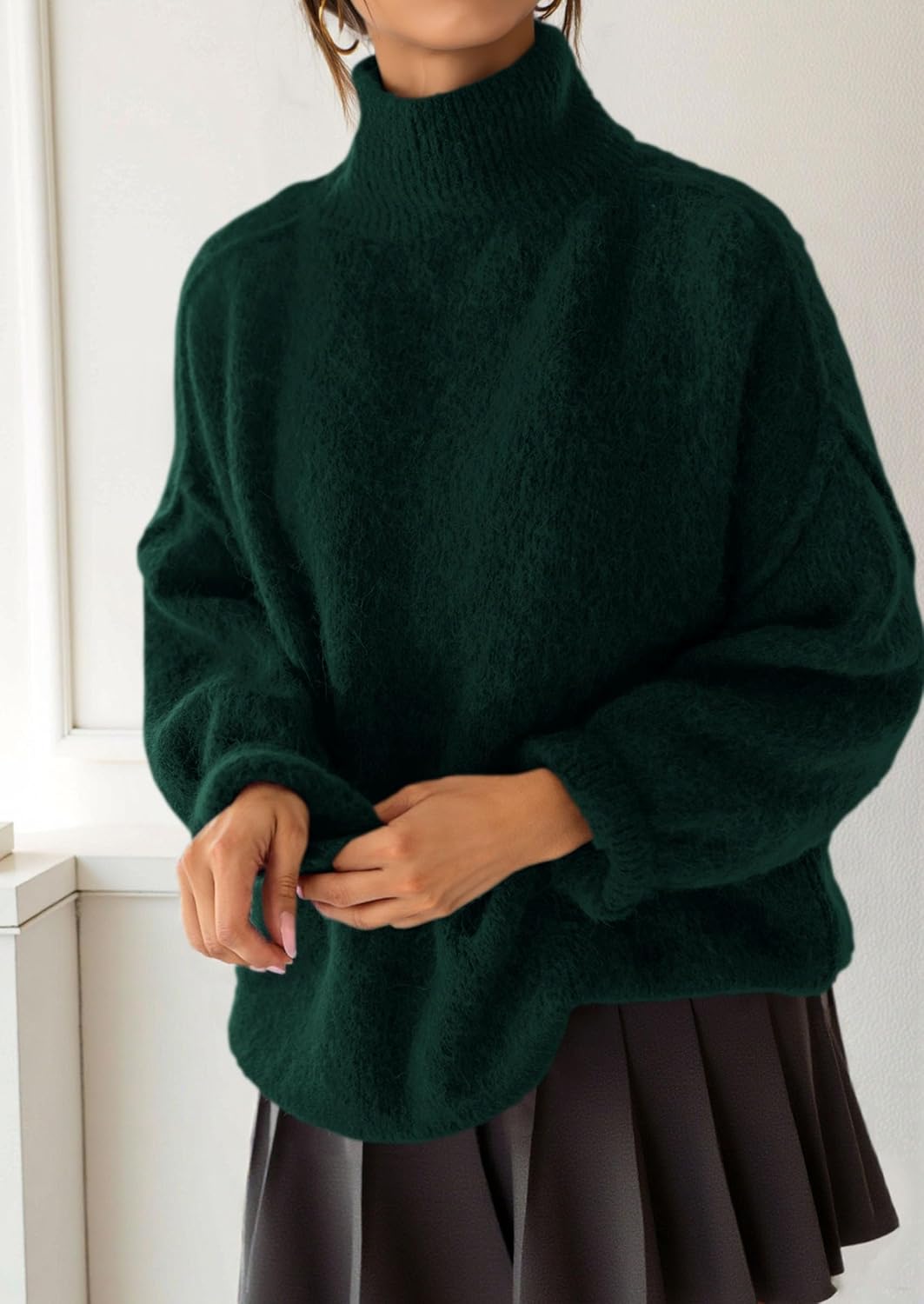 PRETTYGARDEN Oversized Sweaters for Women Fall Clothes 2026 Long Sleeve Mock Neck Tops Chunky Knit Pullover Winter Clothing - Image 7