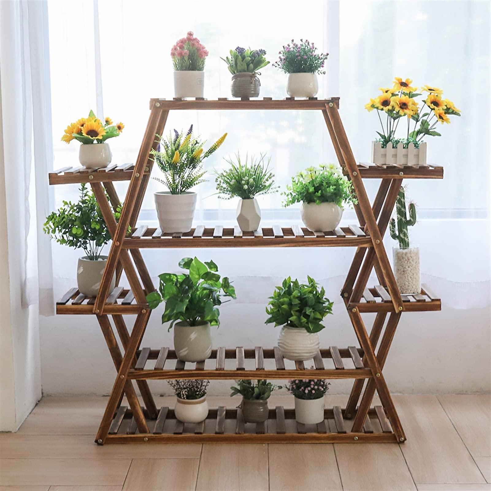 Amazon.co.jp: 植物スタンド大三角木製植物スタンド屋内6段植木鉢