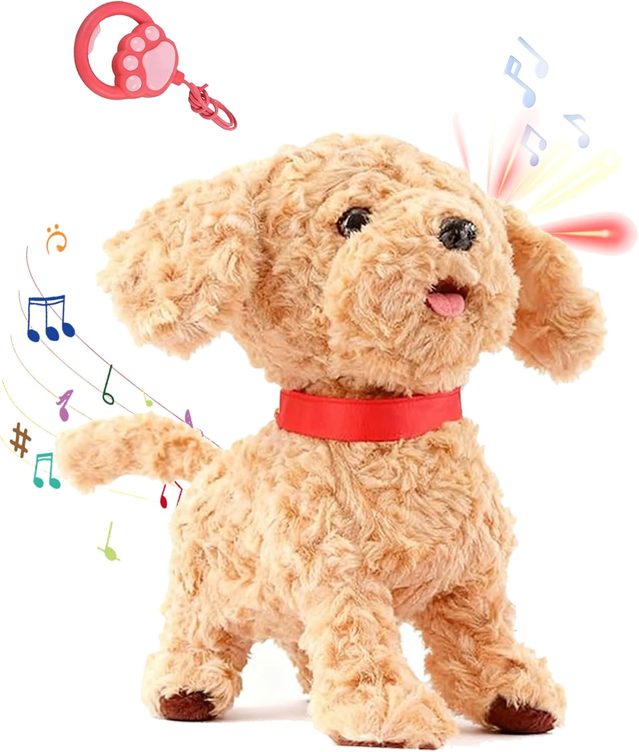 Dog, Robotic Dog with Touch Barking, Voice Mimic, Tail-Wagging, Sticking Licking Tongue, Sing, Voice Mimic, Leash Remote, Battery Powered Puppy, Soft Plush (1pcs)