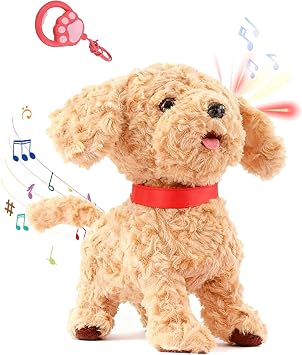 Dog, Robot Dog with Sticking Licking Tongue, Smart Touch Barking, Tail-Wagging, Sing, Learn to Speak, Leash Remote Control, Puppy, Battery Powered, Soft Plush 1pcs