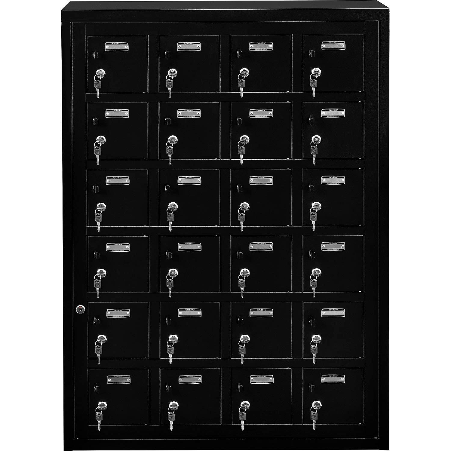 24 Doors Tablet & Cell Phone Locker, Keyed Lock & Hasp and Master Door Open