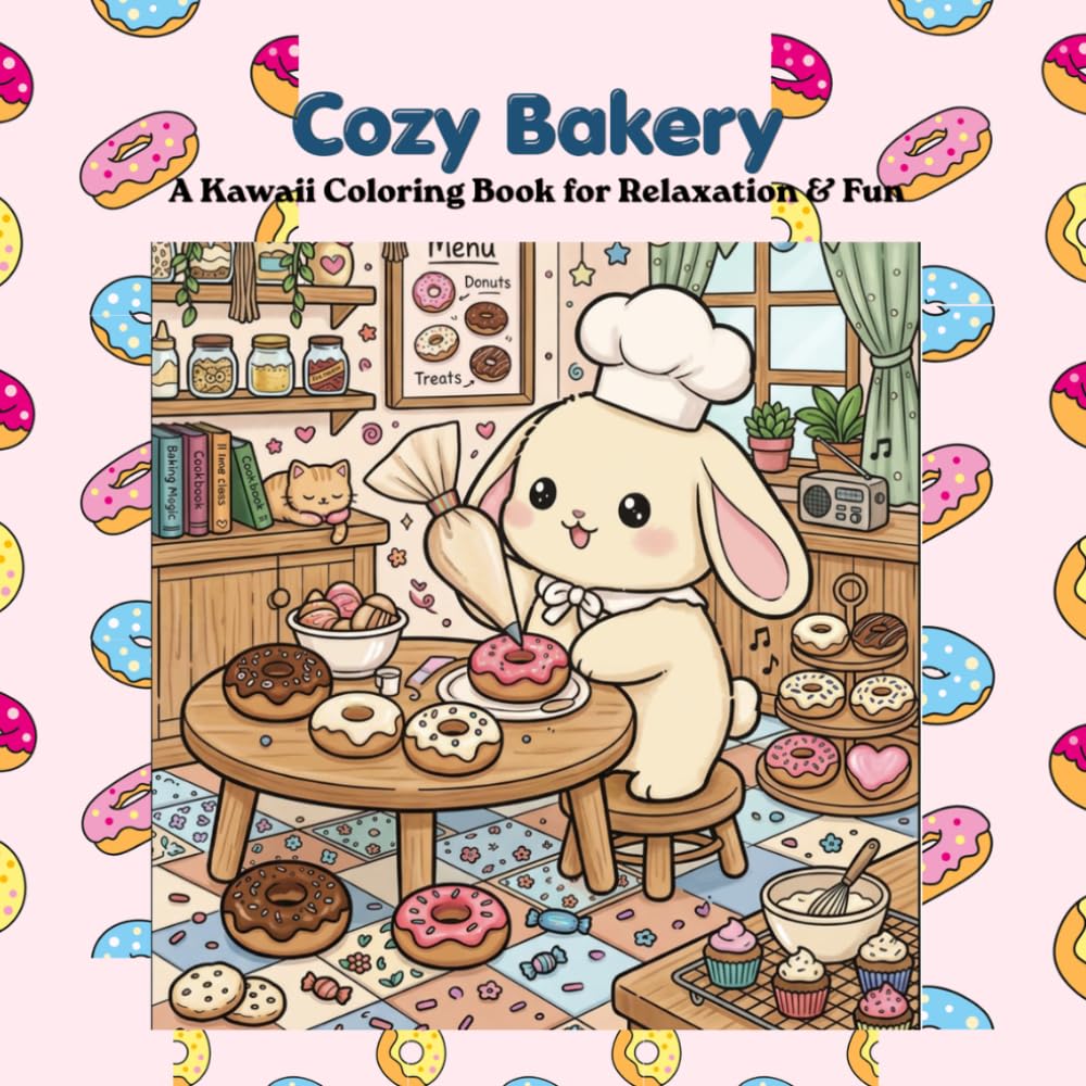 Cozy Bakery Coloring Book: Cute and Relaxing Bakery Scenes Featuring Adorable Animal Bakers, Sweet Treats, and Cozy Moments for Teens & Adults