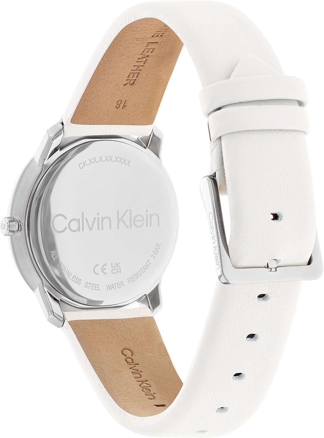 Calvin Klein Orologio Analogico al Quarzo da Donna con Cinturino in Pelle Bianco - 25200161 Calvin Klein Orologio Analogico al Quarzo da Donna con Cinturino in Pelle Bianco - 25200161