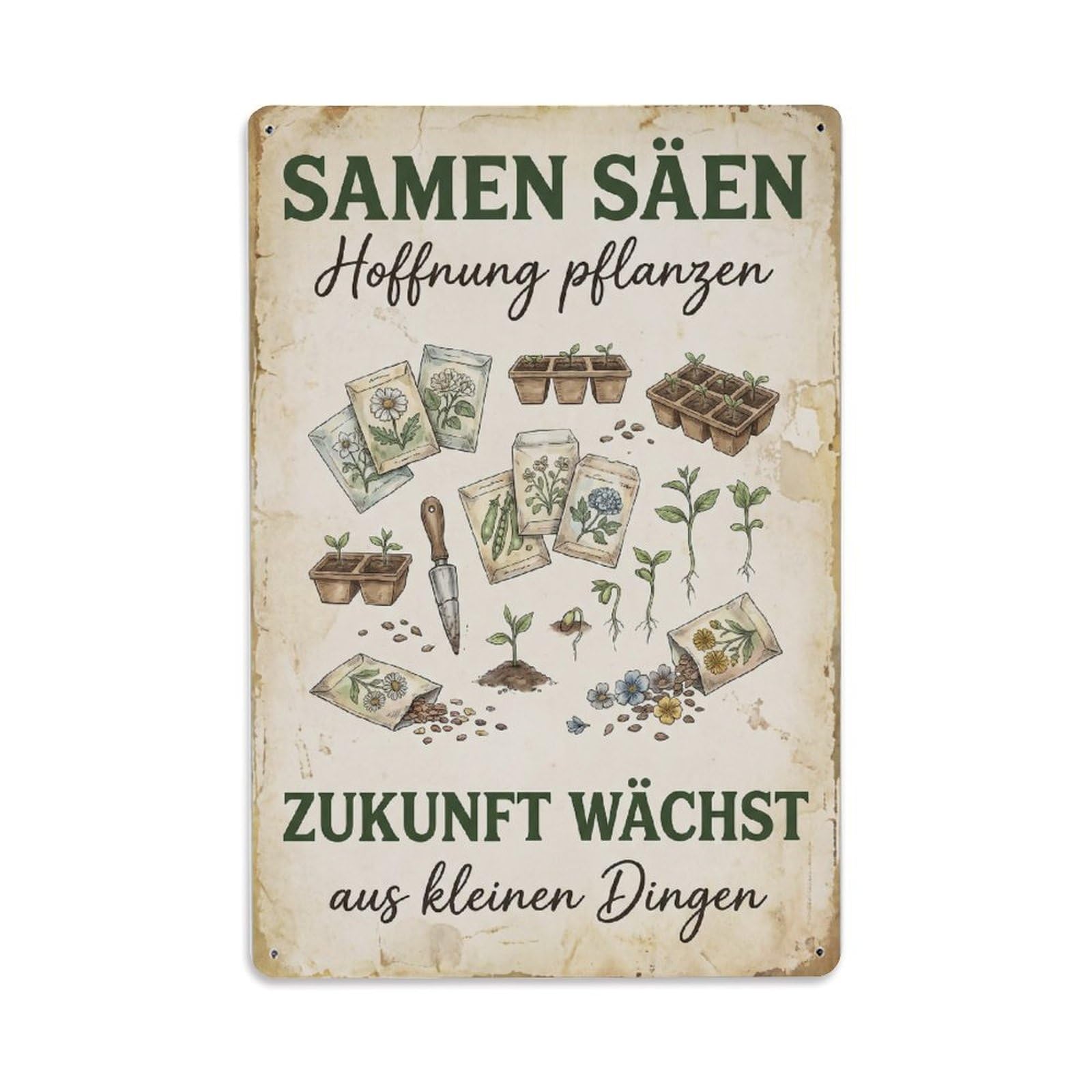 Vintage Funny Garden Seeds Hope Cultivate Metal Tin Sign