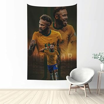 Luja Dling #10 Neymar Tapestry Wall Hanging Bedroom Dorm Decor, Cool Wall Tapestries 60 X 40 Inches