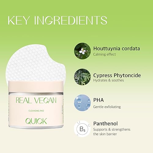 Miniatura 4 de Almohadilla de limpieza rápida vegana real removedor de maquillaje suave, limpieza profunda de poros, fórmula calmante e hidratante, hipoalergénica,