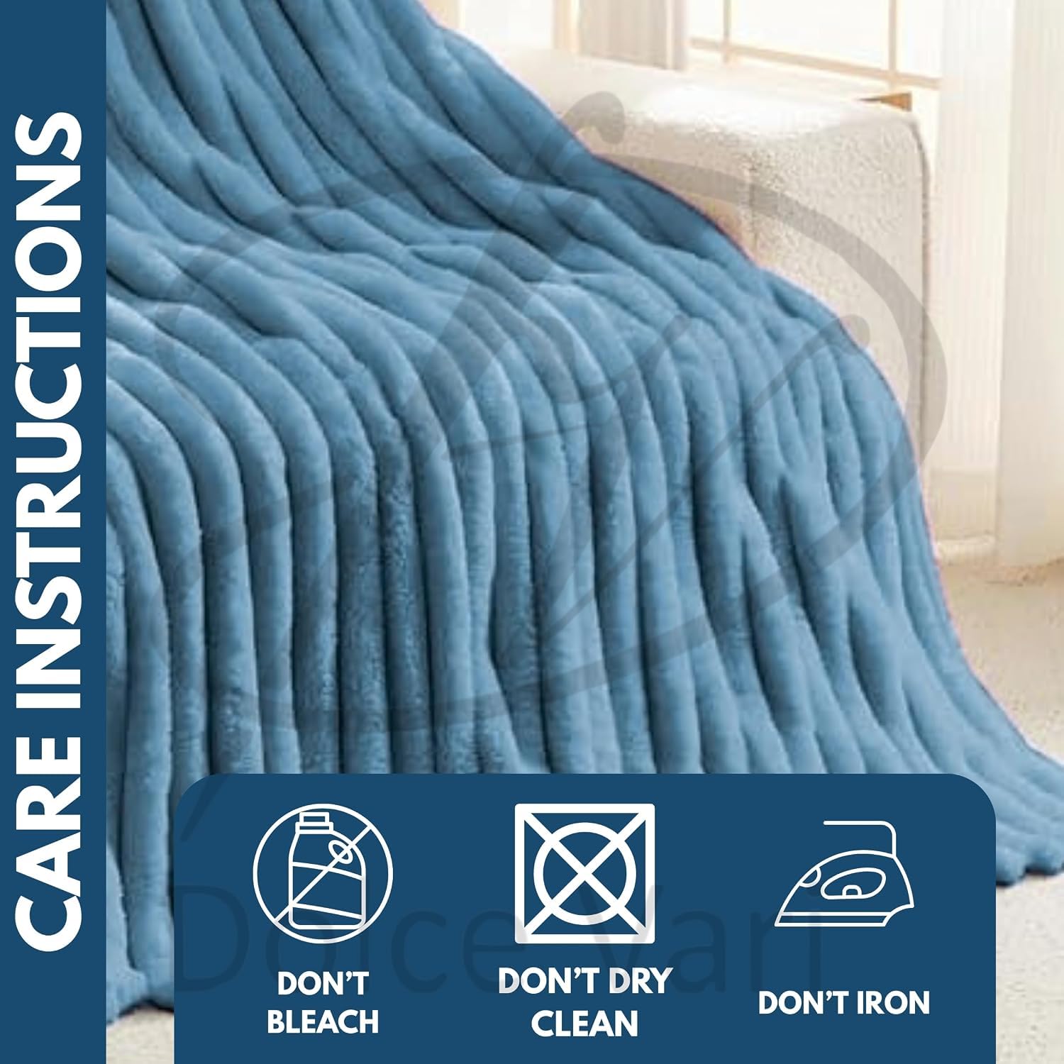 Dolce Vari Fleece Throw Blanket for Sofa or Bed Chunky Rib Popcorn Waffle Design, Soft Warm Cosy Blanket Throw - Image 6