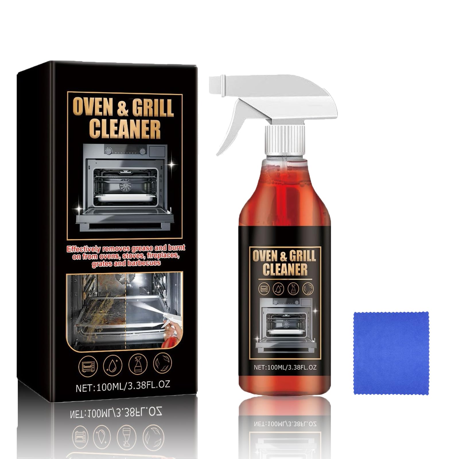 Spray detergente per forno, set detergente per forno e grill, detergente extra forte per forno, spray detergente per forno e grill per cappe aspiranti, gas grill, acciaio inossidabile, cucina (1 pezzo