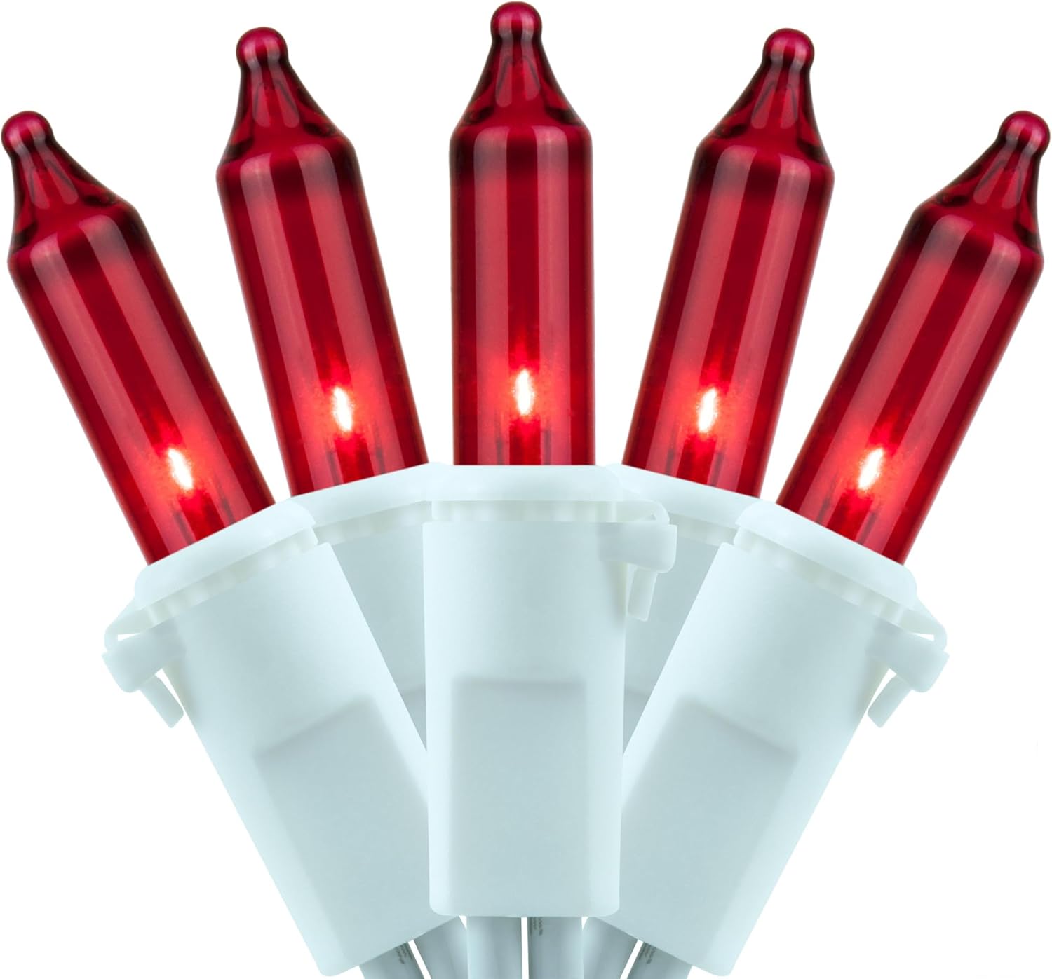 YULETIME 200 Red Christmas Lights, Pack of 2 Sets 33 Feet 100 Count UL Certified Incandescent String Lights (Red - White Wire)