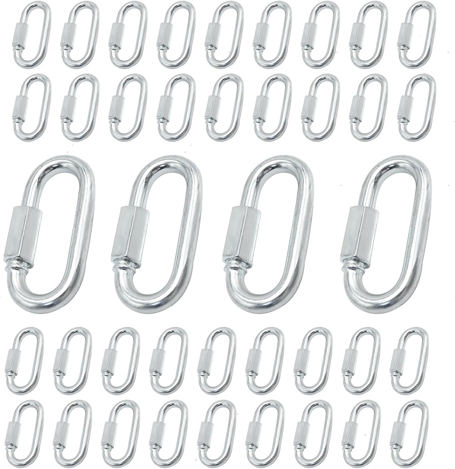 UOIENRT 30-Pack M8 Quick Links, Heavy-Duty Carabiner Clips, 1200 LBS Capacity, Screw Locking Chain Connectors for Hammocks, Swings, and Outdoor Activities