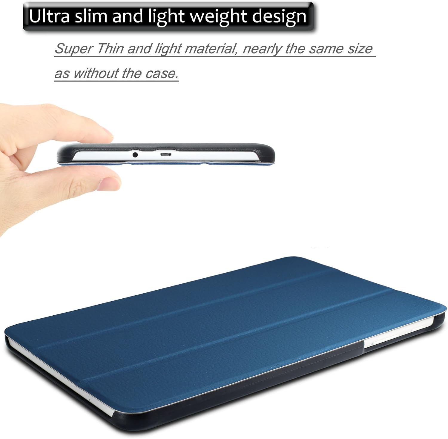 Samsung Galaxy Tab E 9.6 case - Infiland Ultra Slim Tri-Fold Case Cover for Samsung Tab E / Tab E Nook 9.6-Inch Tablet (SM-T560 / T561 / T565 / SM-T567V Verizon 4G LTE ), Navy