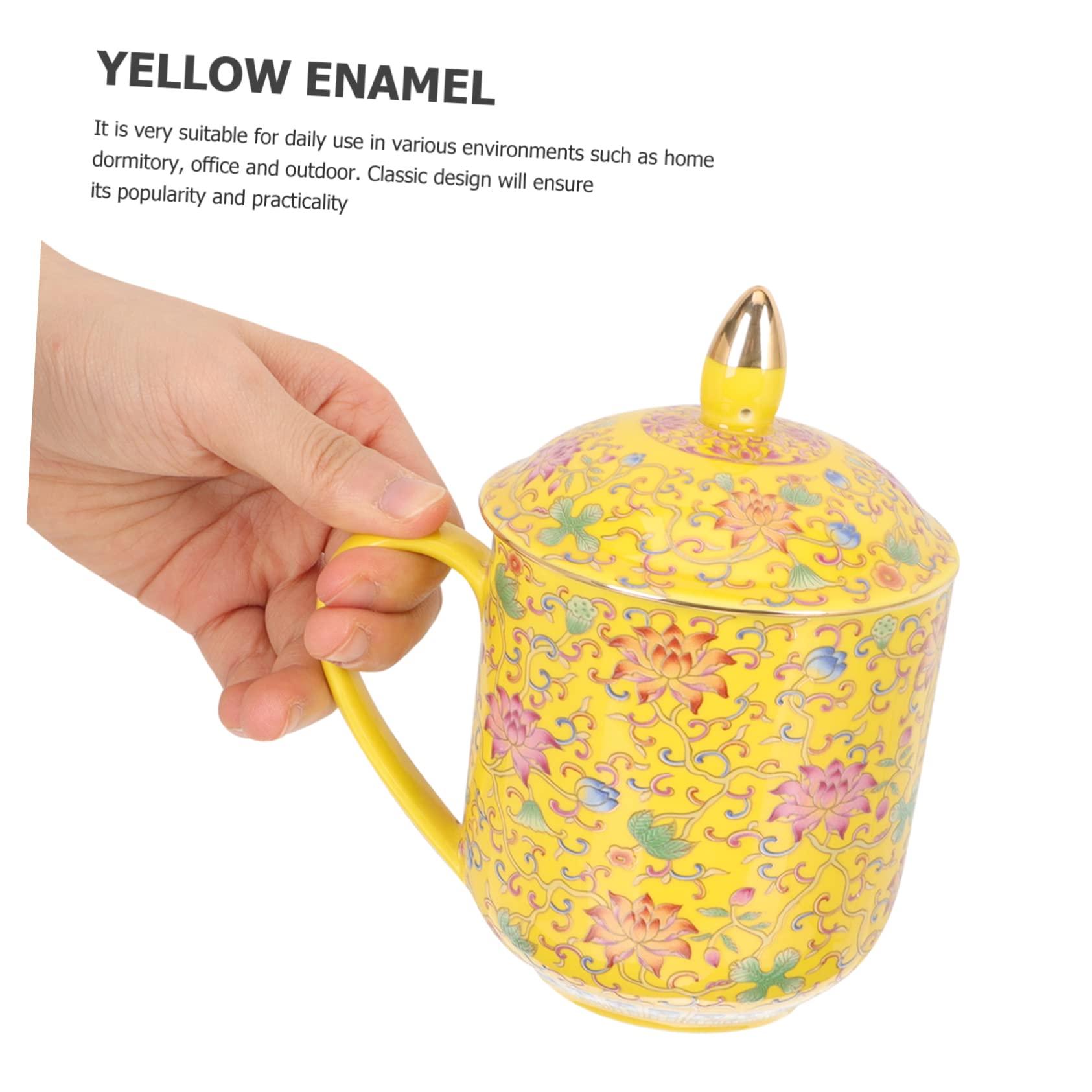 Cabilock Taza de Té de Cerámica con Tapa Estilo Clásico Regalo para Aficionados al Té