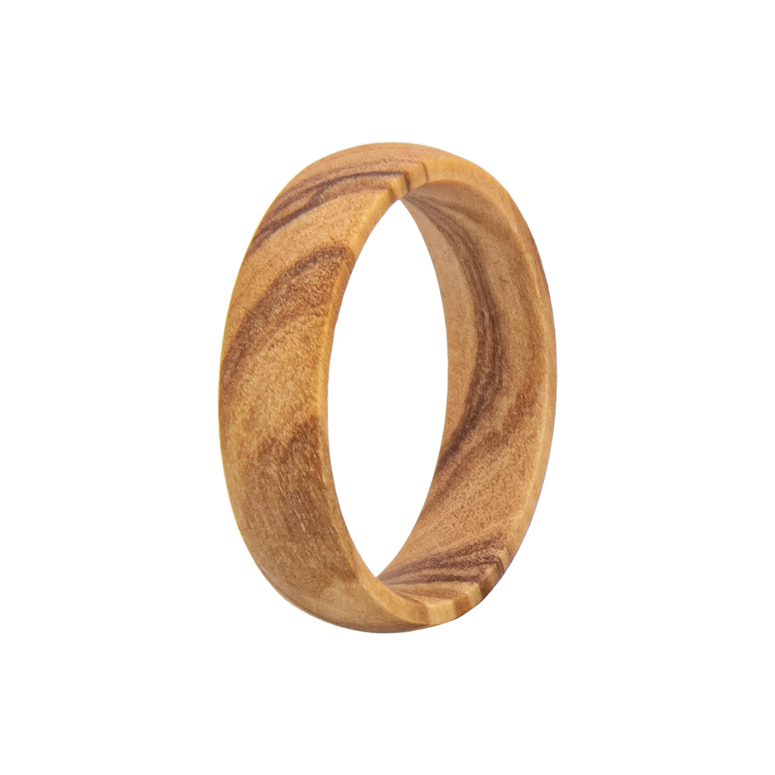 AHWOODEN 6mm 8mm Men Women Natural Olive Wood Ring Wooden Wedding Ring Band Anniversary Ring,Domed Engagement Ring with Free Zebra Wooden Box
