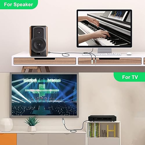 Vista 6 de Adaptador de Audio Auxiliar de Cable Lightning a RCA, Cable RCA a 3.5mm, Cable de Audio USB C a 2 RCA, (Cable de Audio 3 en 1) para Amplificador