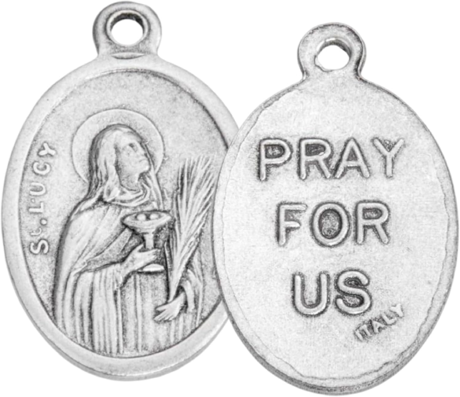 Westmon Works St Lucy Medal Set Italian Metal Medallion with USA Made Saint Prayer Laminated Holy Card - Image 2