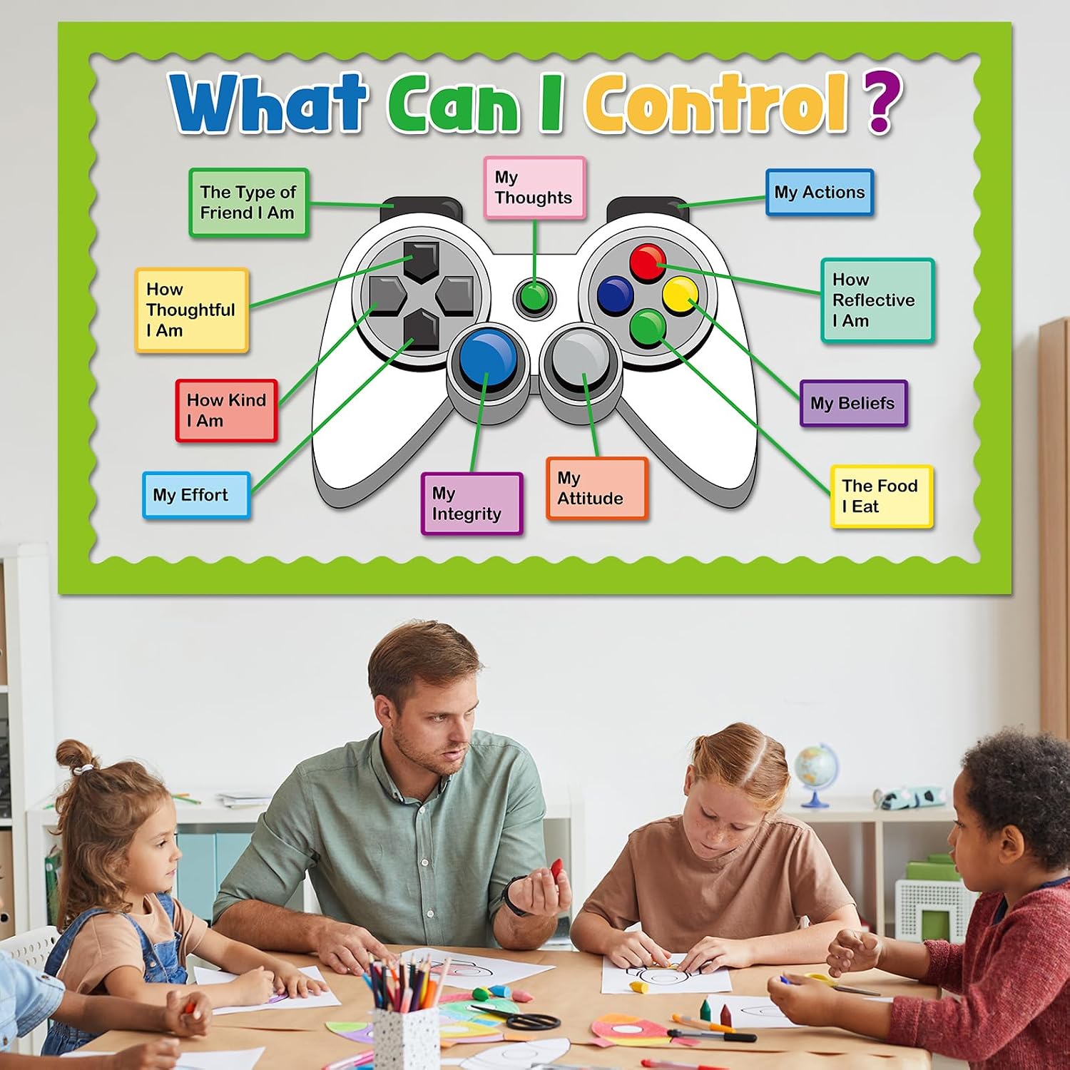 Growth Mindset Bulletin Board Decorations Set Video Game Theme Things I Can Control Positive Back to School Classroom Decor Mental Health Inspirational Gamer Cutouts for School Chalkboard Wall