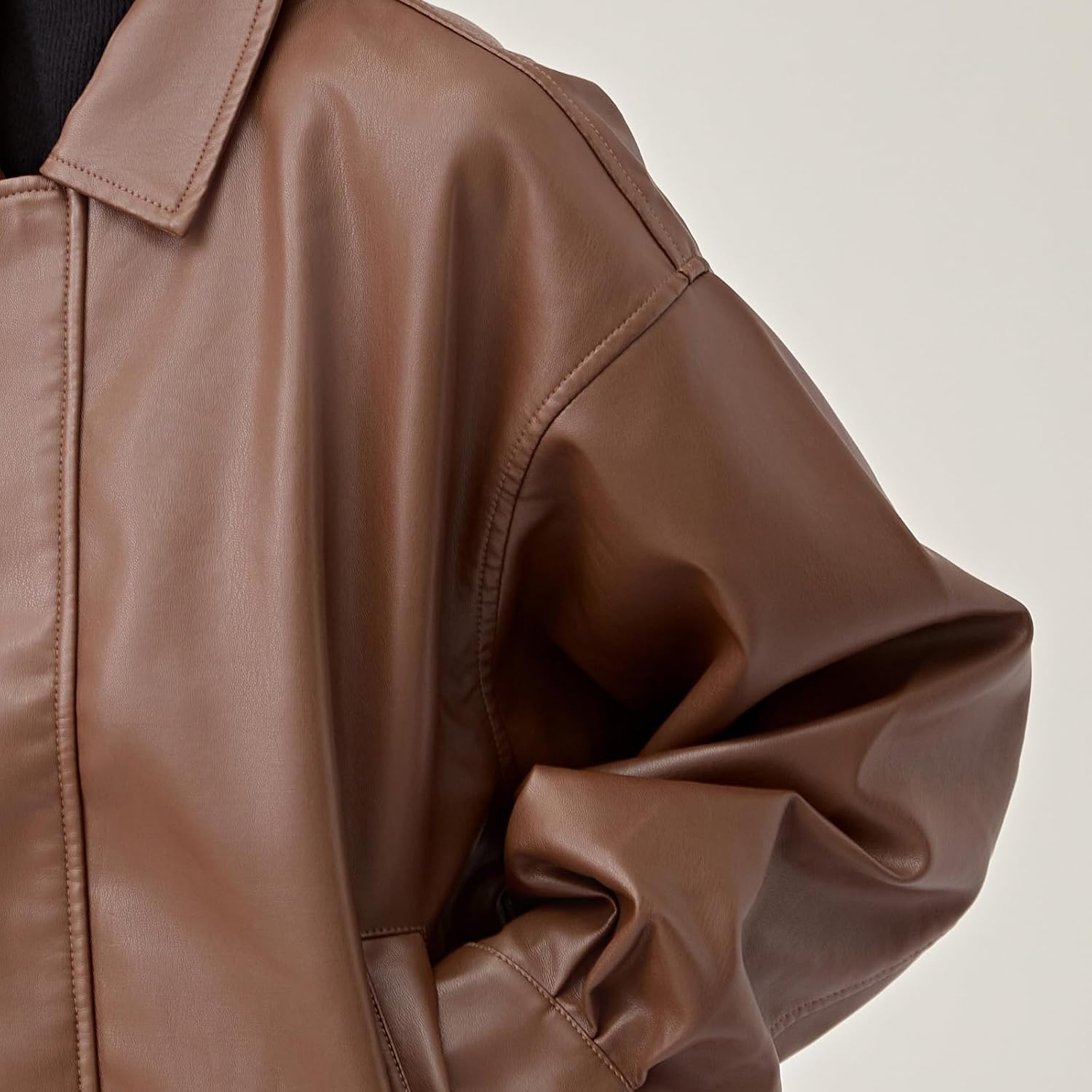 Womens Oversized Faux Leather Bomber Jacket Fashion Motorcycle Coats Outfits Clothes Y2k Tops