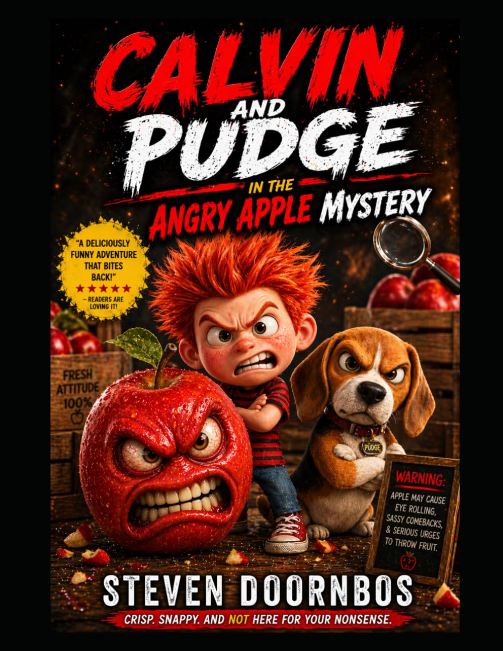 Calvin and Pudge in the Angry Apple Mystery. Crisp. Snappy and Not Here For Your Nonsense.: A deliciously funny adventure that bites back.