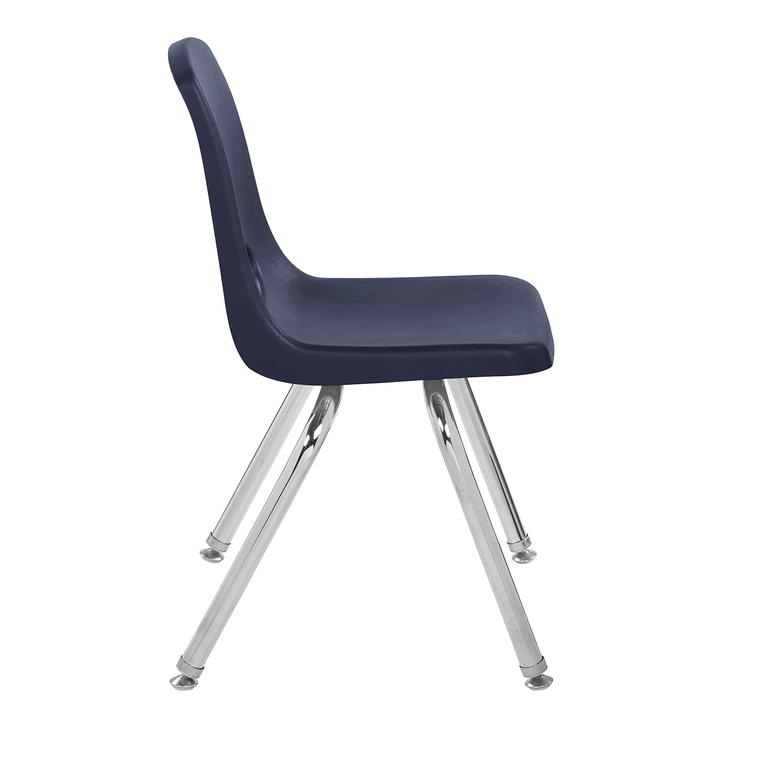Factory Direct Partners 14" School Stack Chair, Stacking Student Seat with Chromed Steel Legs and Nylon Swivel Glides; for in-Home Learning or Classroom - Navy (4-Pack), 10381-NV : Office Products