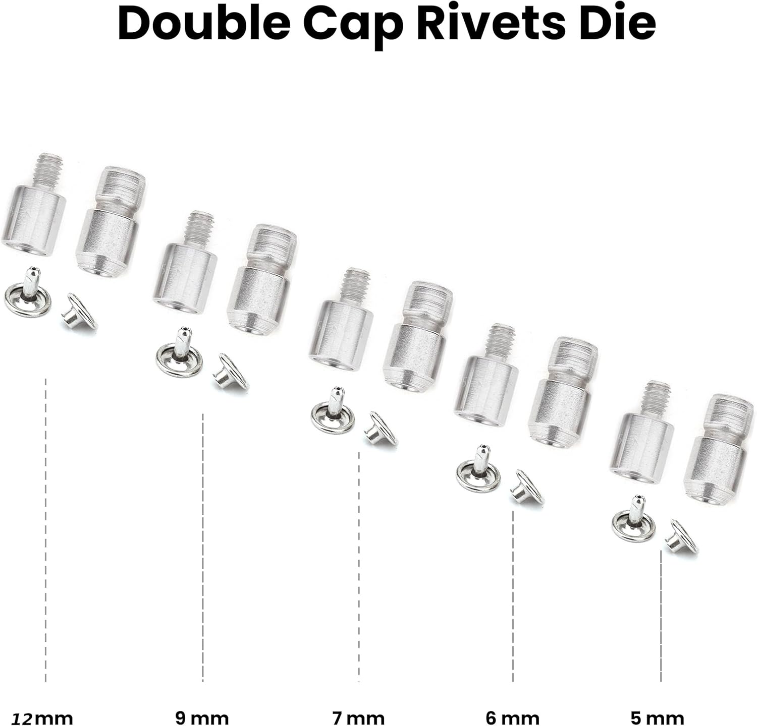 Snap Button Fastener, Rivet, Eyelet, Grommet Hand Press Machine with Setting Dies All in One Set