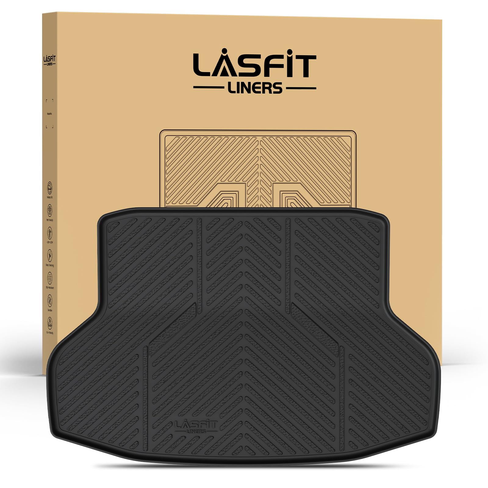 LASFIT Trunk Mat for Honda Civic Sedan 2016-2021, All Weather TPE Custom Fit Trunk Liner Trunk Tray Cargo Mat Cargo Liner Cargo Tray (Not for
