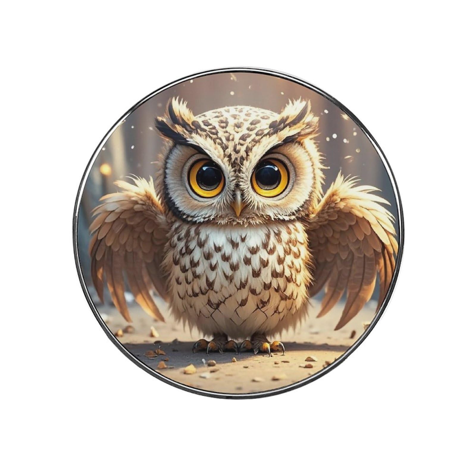 Refrigerator Magnet Cute Owl Printing Fridge Magnet Alloy Material,Fun Personalized Refrigerator Sticker Round Decorative Magnet for Whiteboard Kitchen Locker