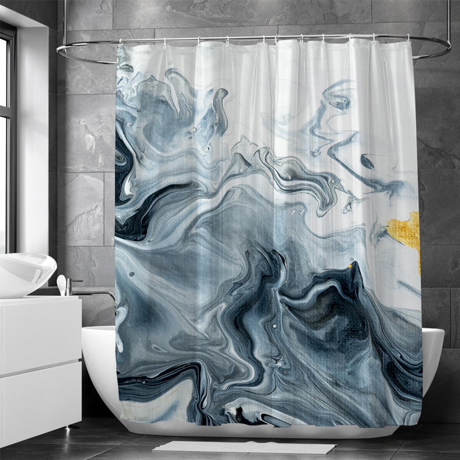 Rideau de douche imperméable 110x220 salle de bain marbre