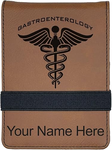 Vista 15 de LaserGram Mini Padfolio con bloc de notas y bolígrafo, gastroenterología, grabado personalizado incluido (rosa)