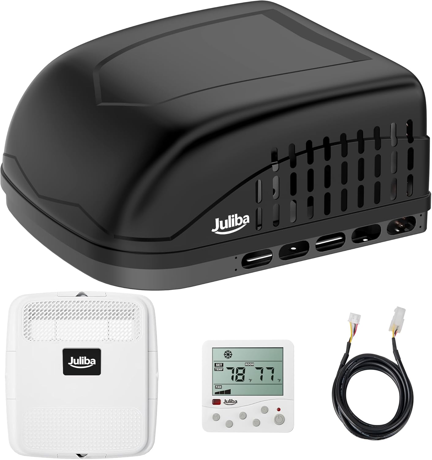 18000 BTU RV Rooftop Air Conditioner with Heat Pump, Non-Ducted RV AC Unit, 110-120V Quiet Cooling & Heating, Camper AC for RV, Travel Trailer, Fifth Wheel & Food Truck, Easy Install, Black