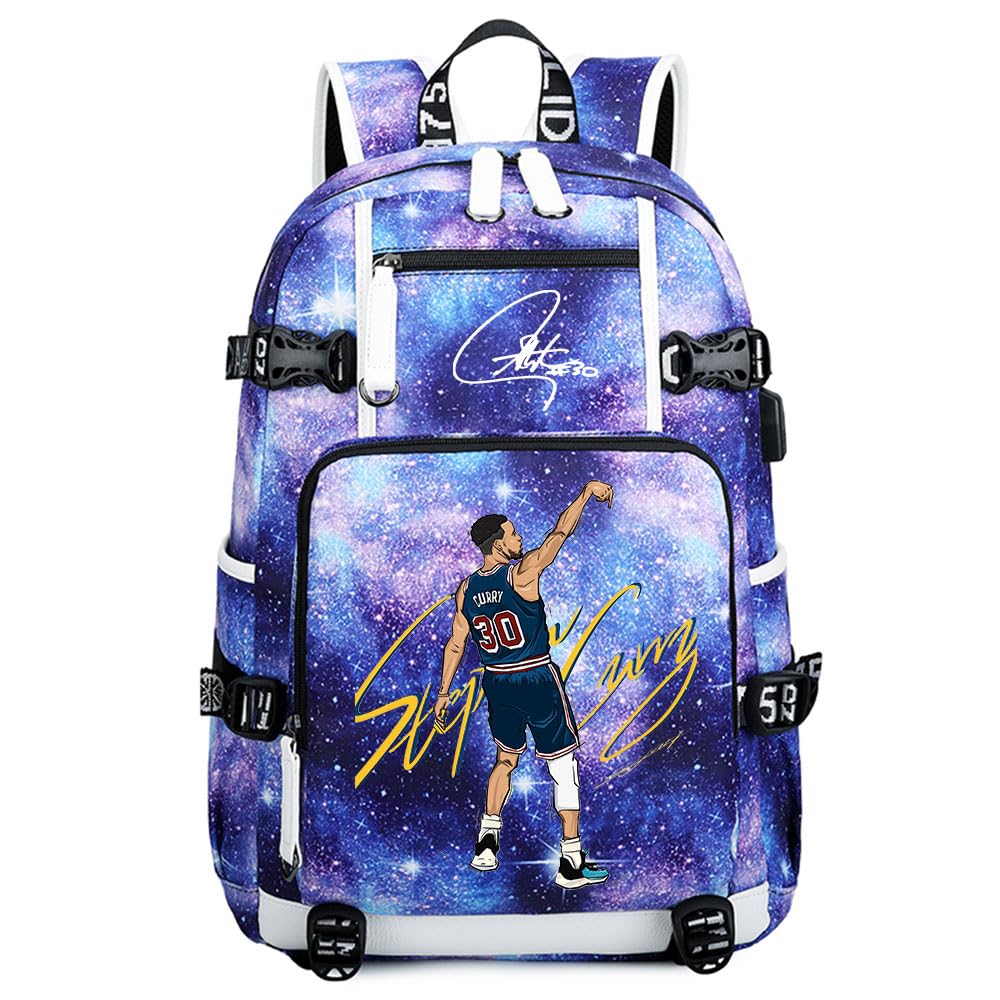Ansigeren Dazzling Gold 30 Basketball Player SC Creative Backpacks Sports Fan Bookbag Travel Student Backpack For Men Women (8)