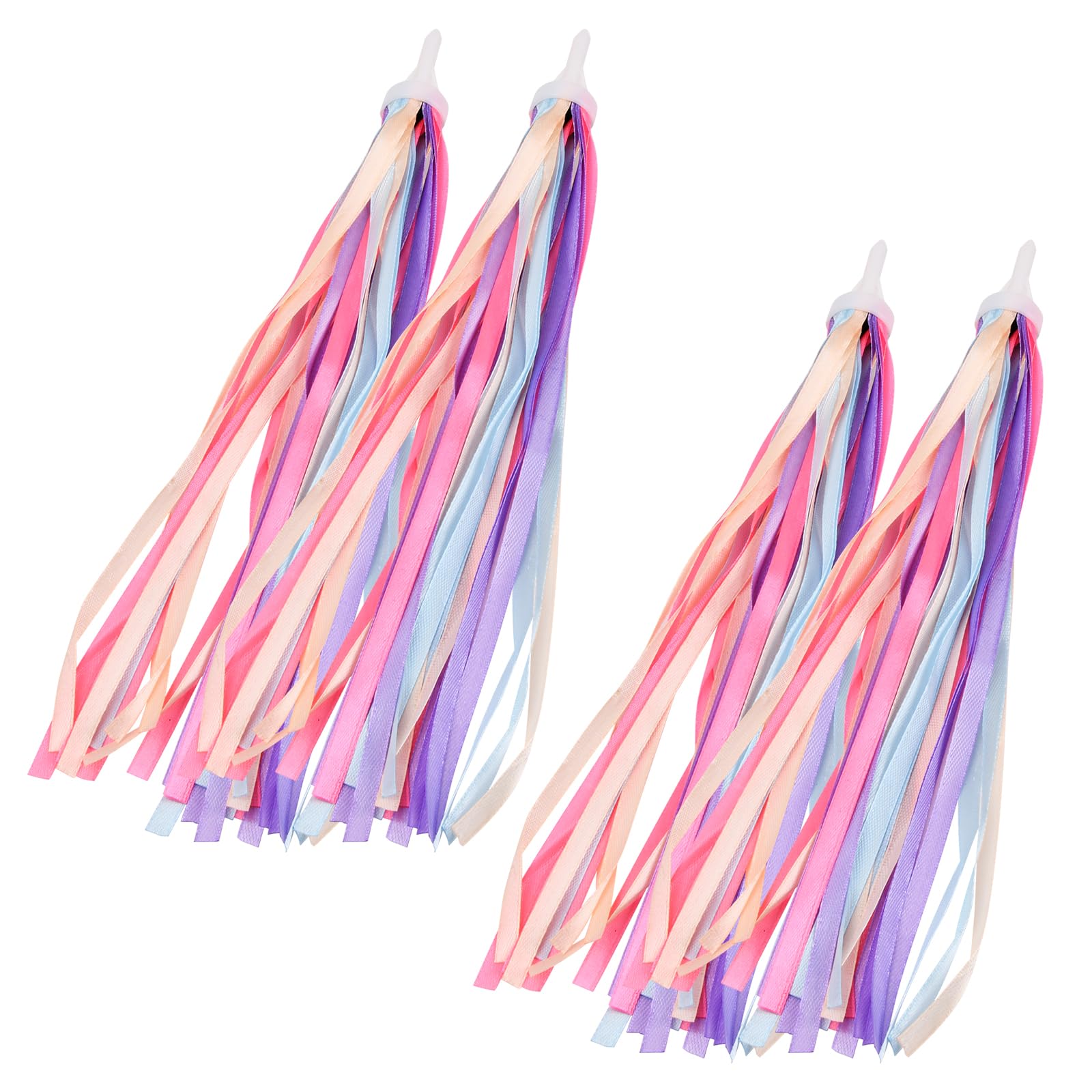 4 Pack Children's Bicycle Ribbon Grips, Bike Streamers Set, Colorful Handlebar Tassels, Scooter Tassels Rainbow for Boys Girls, Baby Bike Accessories Carrier, Kids Cycling Streamers (Pink and Blue)