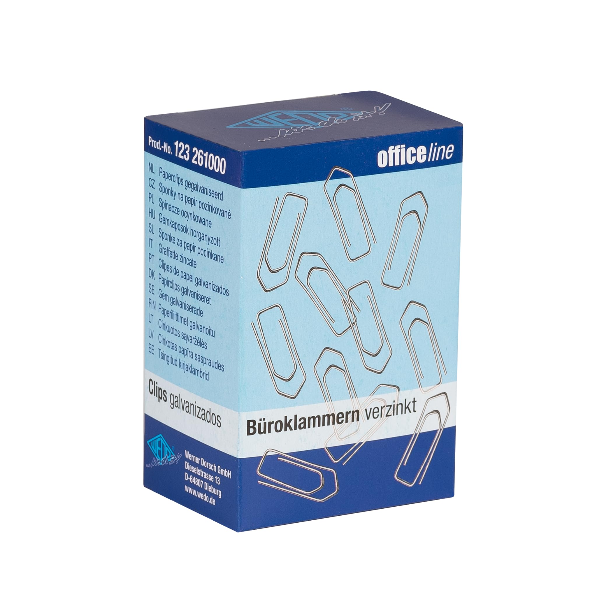 WEDO Paper Clips 26 mm Pointed Pack of 1000 Glossy Galvanised